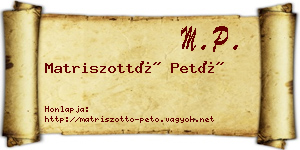 Matriszottó Pető névjegykártya
